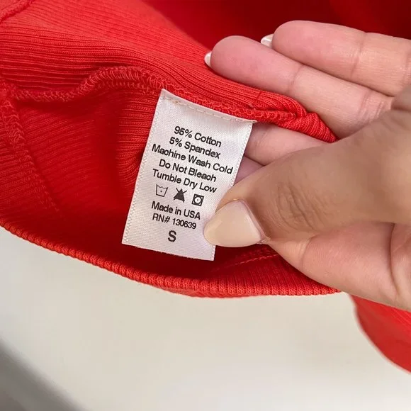 We The Free Free People Ribbed One Shoulder Tank In Red Orange Size Small - Picture 5 of 5